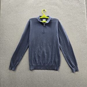 Reiss Men Sweater XL Blue Quarter Zip Zipper Long Sleeve